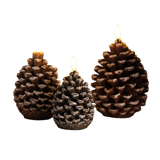 Lakeland Pine Cone LED Candles – Set of 3