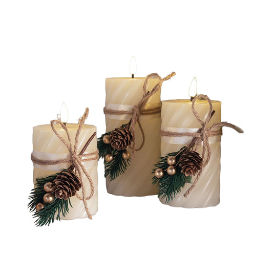 Lakeland Foliage Pillar LED Candles – Set of 3