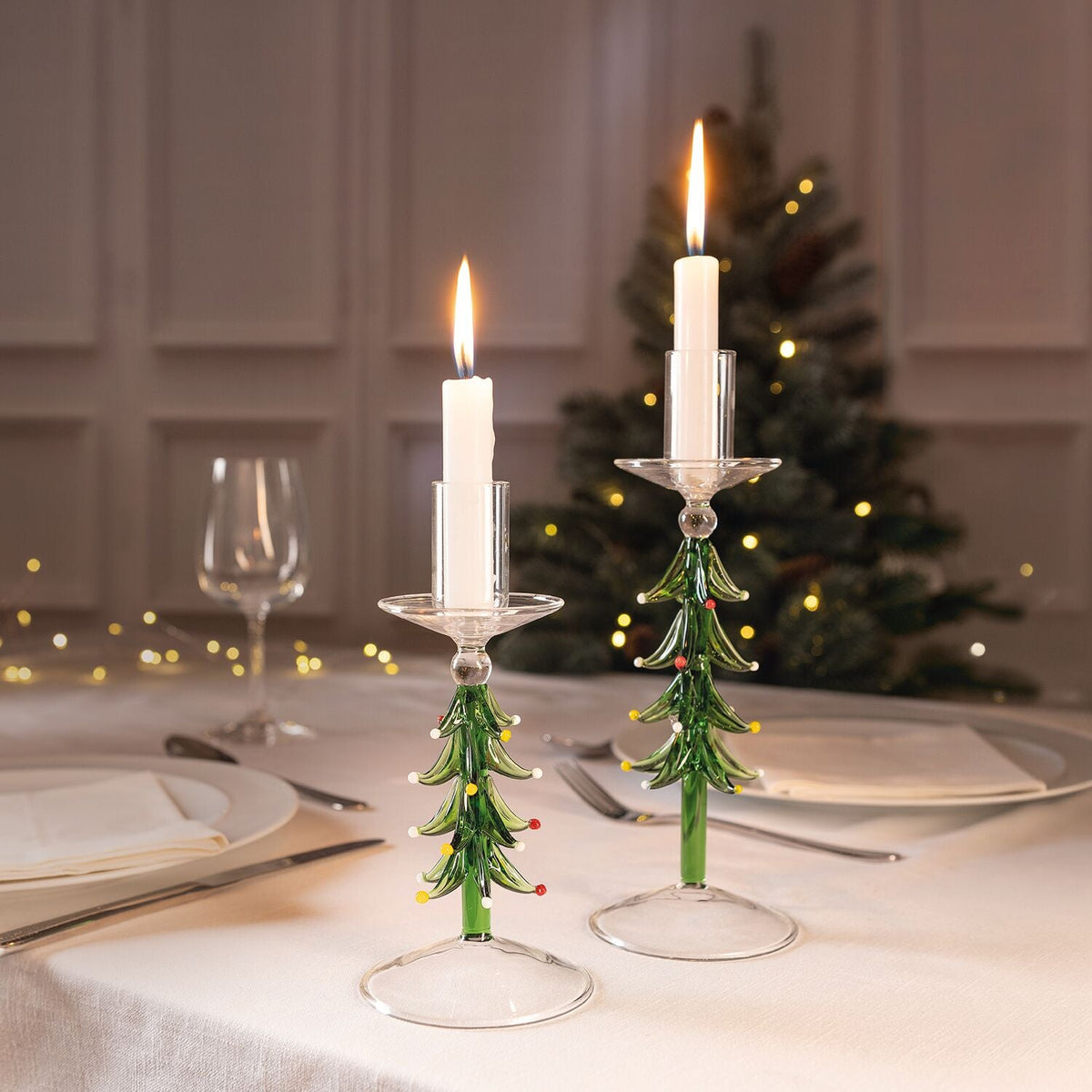 Lakeland Tree Glass Candle Holders – Set of 2