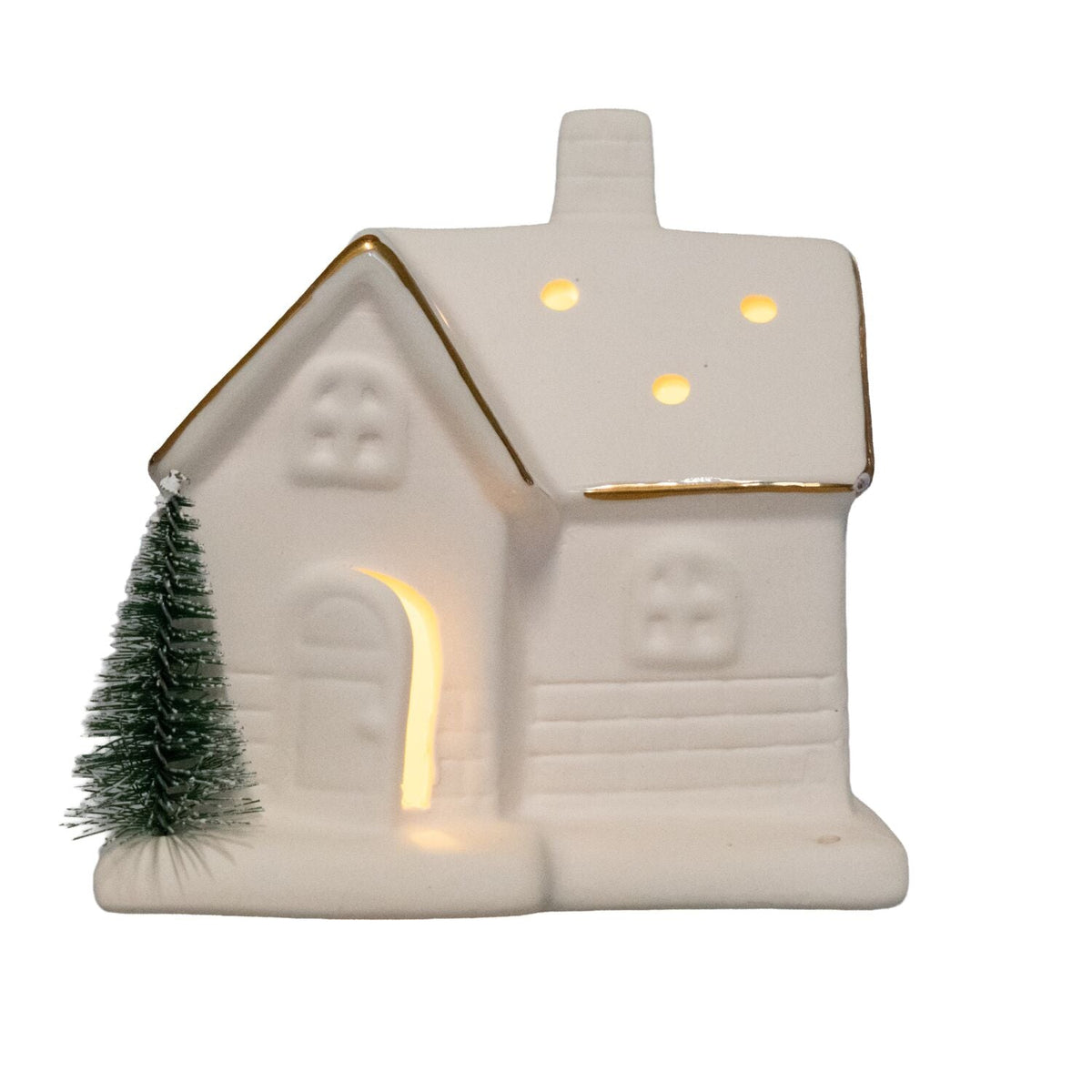 Lakeland White Ceramic LED House Lantern