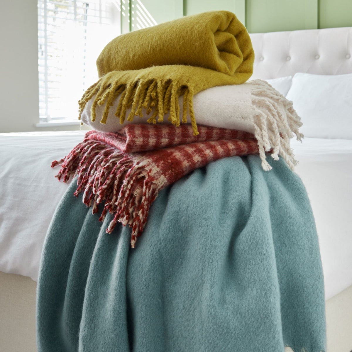 Lakeland Blue Faux Mohair Throw