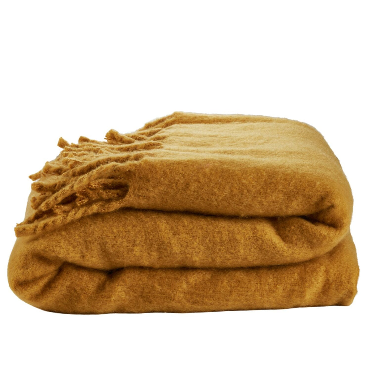 Lakeland Mustard Faux Mohair Throw