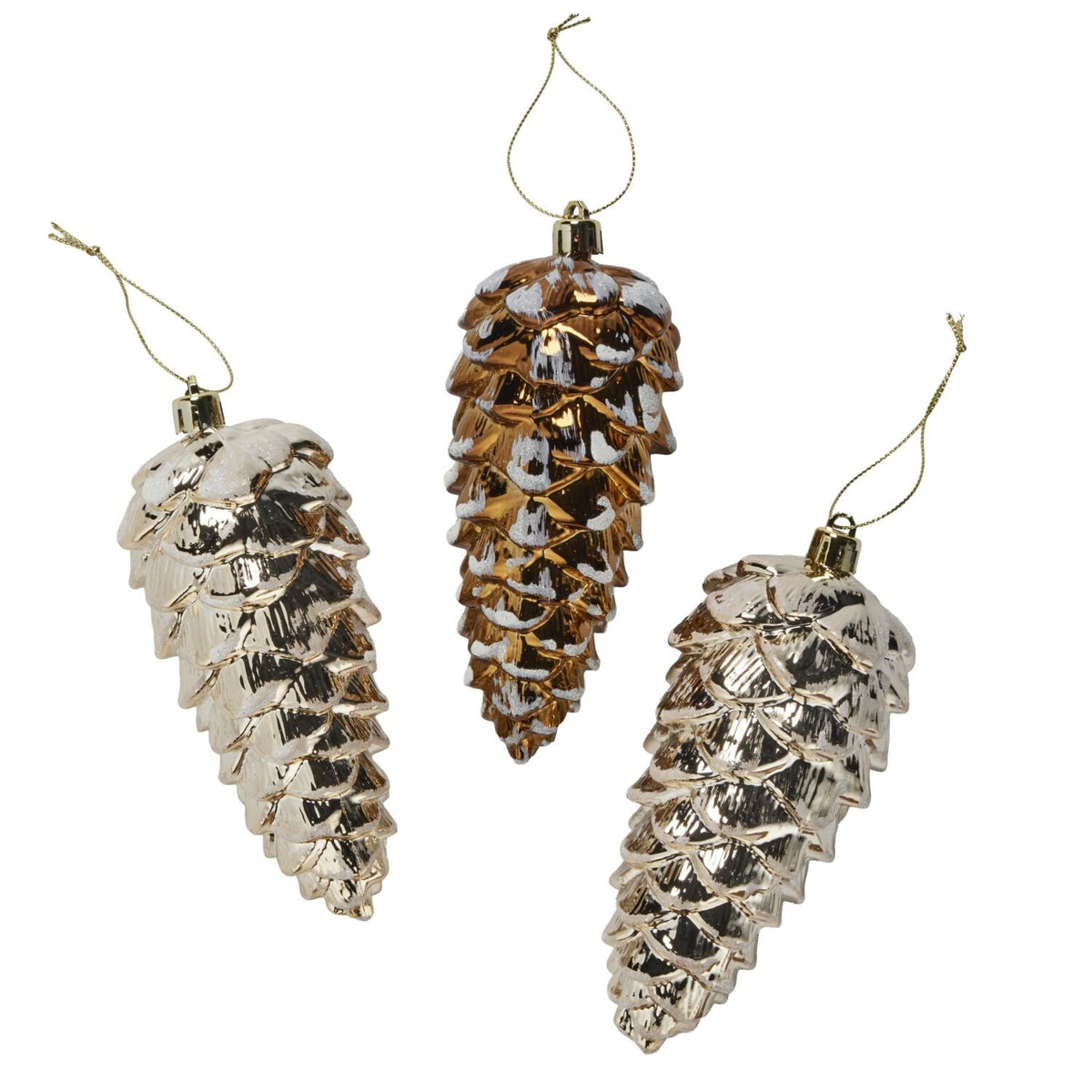 Lakeland Brown Pine Cone Baubles – Set of 3