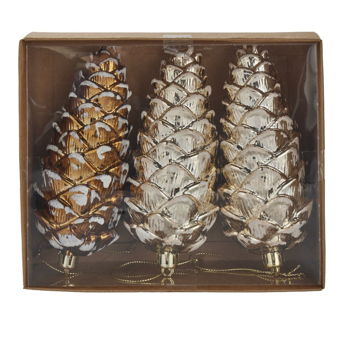 Lakeland Brown Pine Cone Baubles – Set of 3
