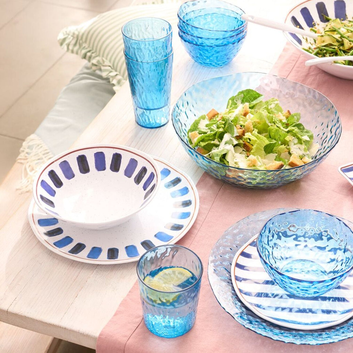 Blue Azure Melamine Dinner Plates - Set of 4