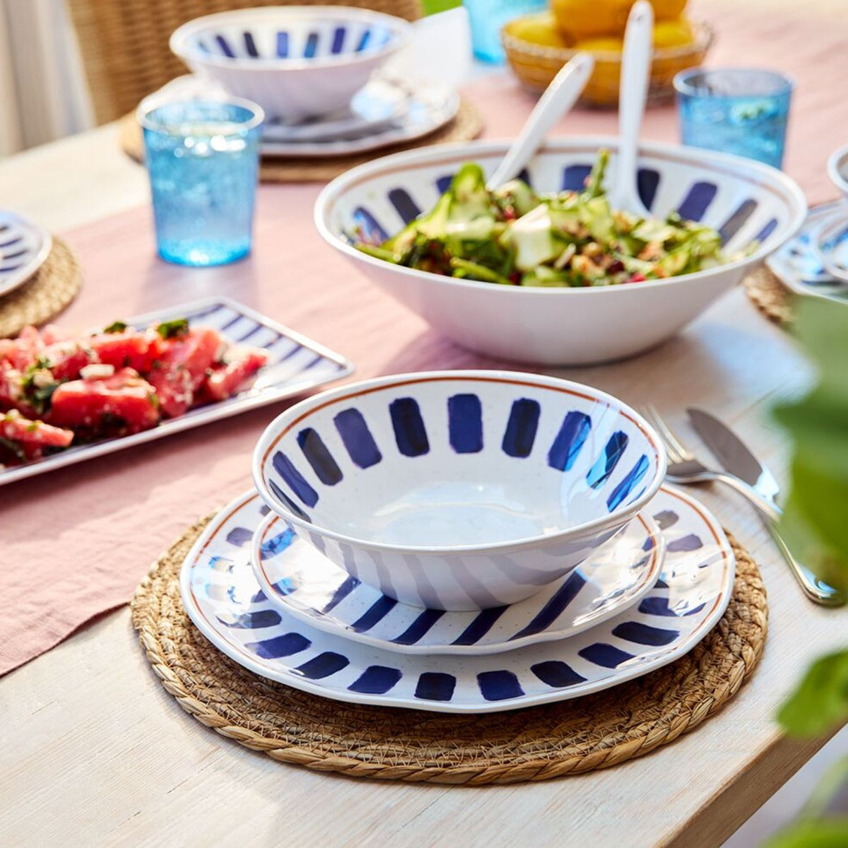 Blue Azure Melamine Dinner Plates - Set of 4