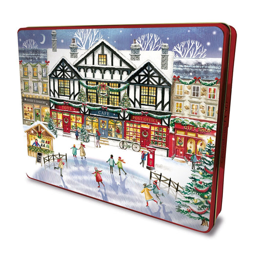 Grandma Wilds Embossed Christmas High Street Biscuit Tin