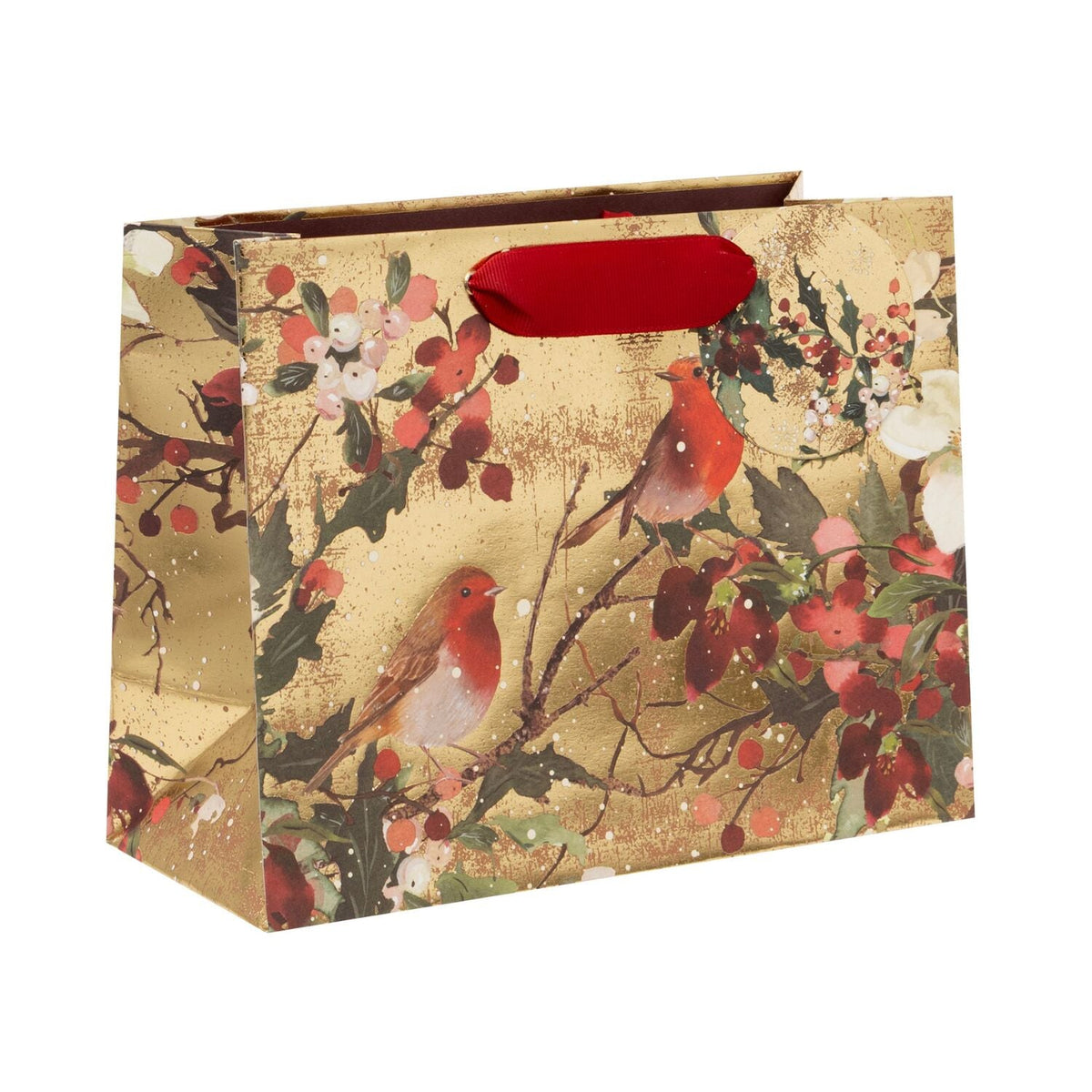 Glick Gilded Robins Medium Christmas Gift Bag