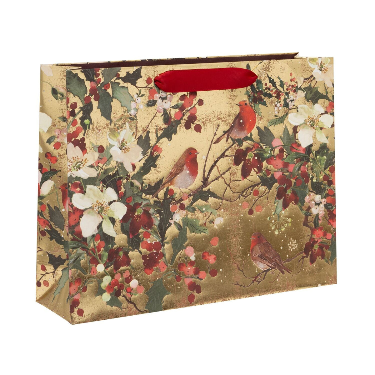 Glick Gilded Robins Large Christmas Gift Bag