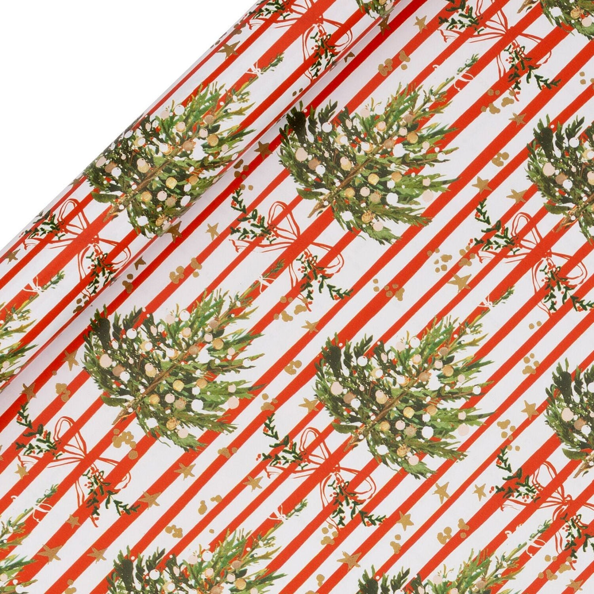 Glick Spruce Red Stripe Christmas Wrapping Paper 4m