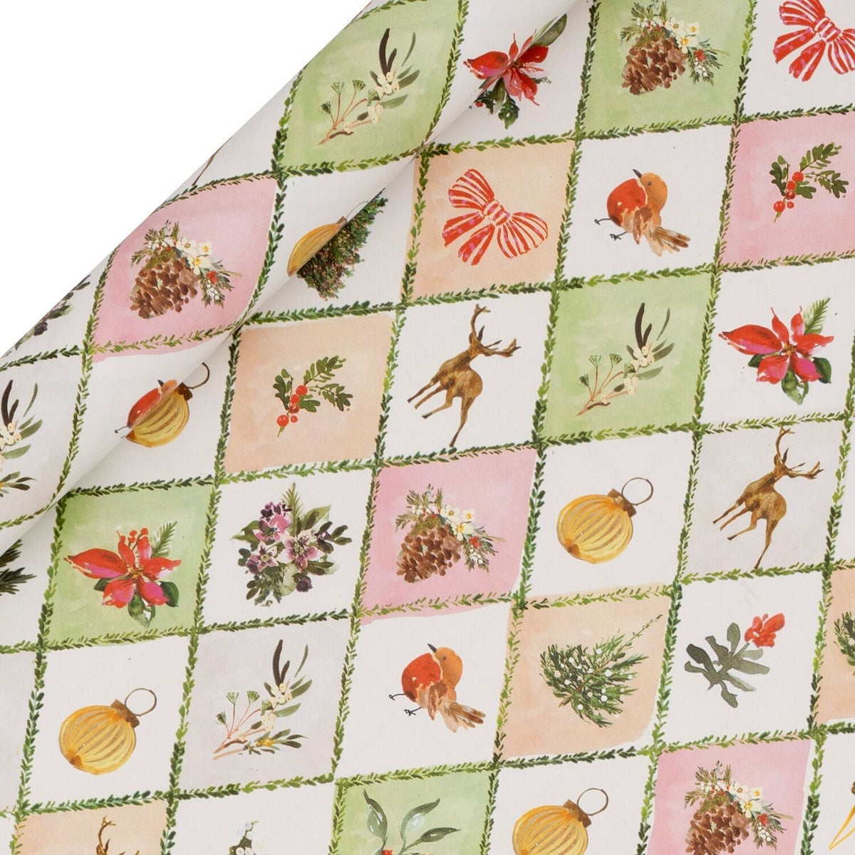 Glick Winter Weave Pine Mist Wrapping Paper 4m