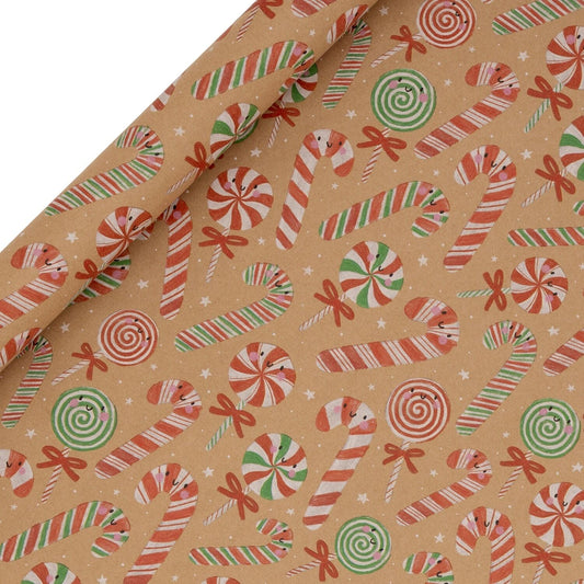 Glick Candy Cane Lane Kraft Wrapping Paper 3m