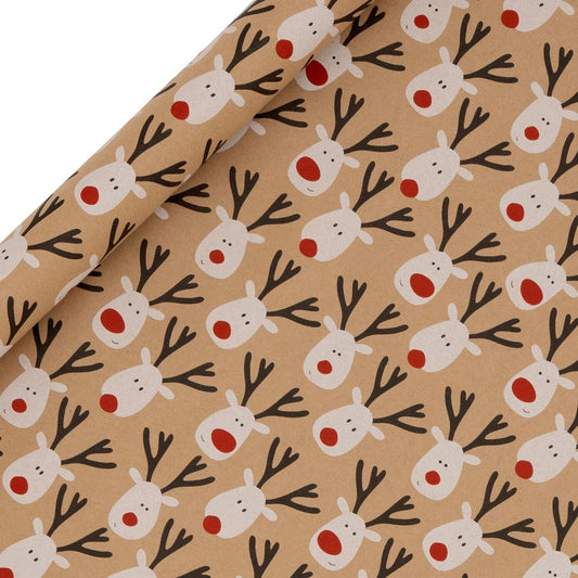 Glick Reindeer Selfie Kraft Wrapping Paper 3m