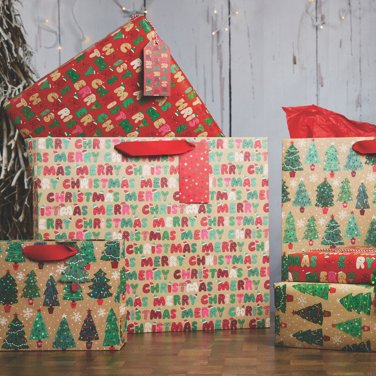 Glick Cheerful Greetings Kraft Wrapping Paper 4m