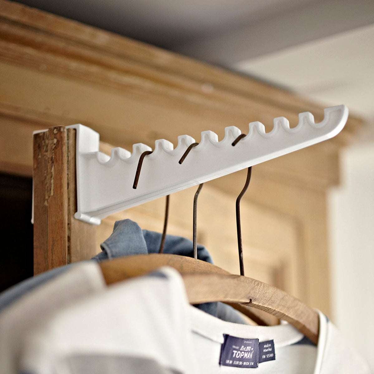 2 Over Door Plastic Ironing Hooks - Holds 10 Hangers