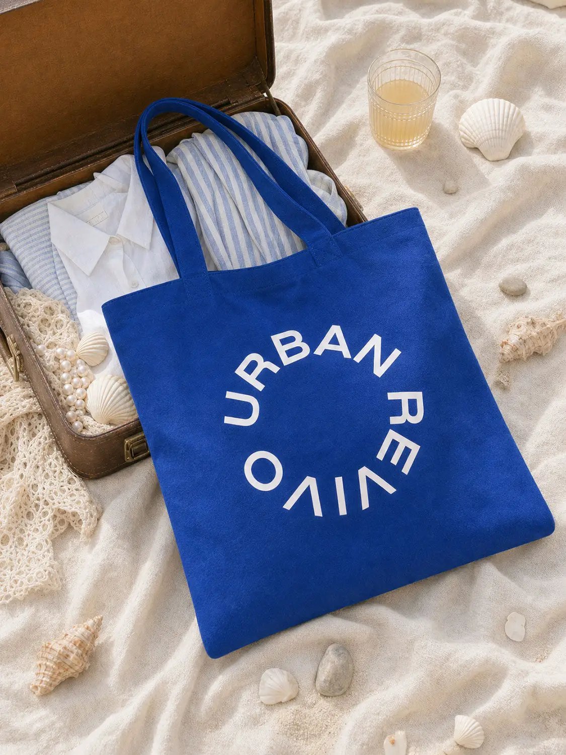 Classic Fit Vertical Stripe Cotton Letter Print Daily Bag