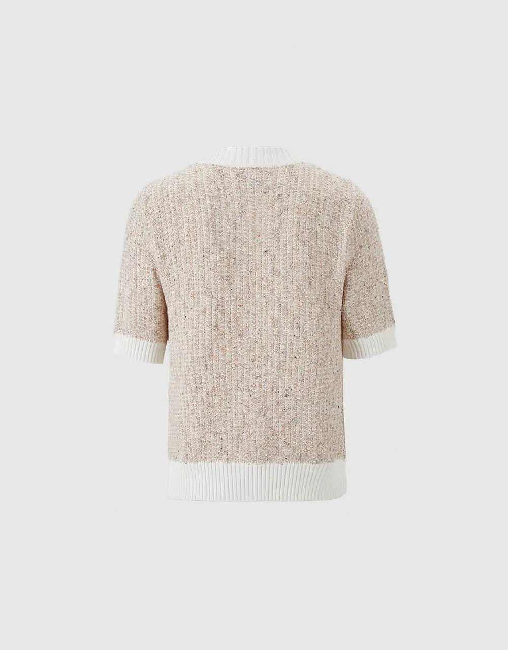 Textured Weave With Contrast Trim Cardigan