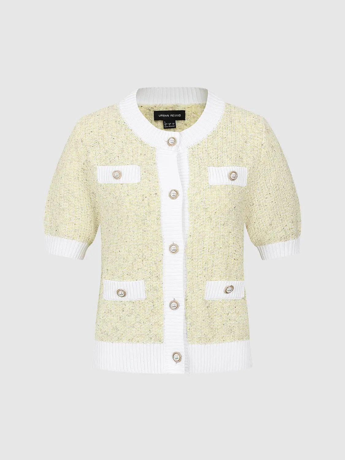 Textured Weave With Contrast Trim Cardigan