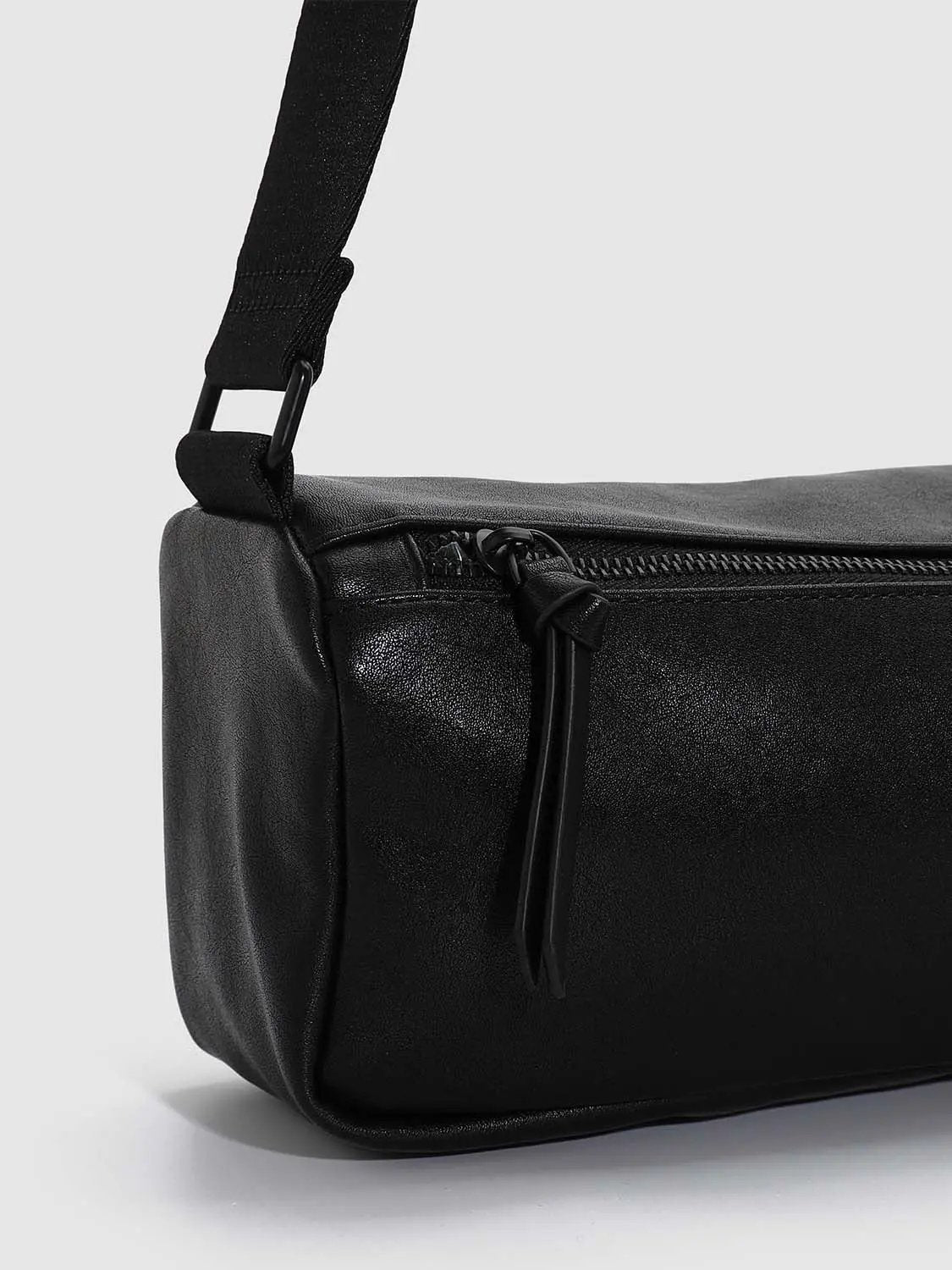 Minimalist Textile Lined Faux Leather Crossbody Bag