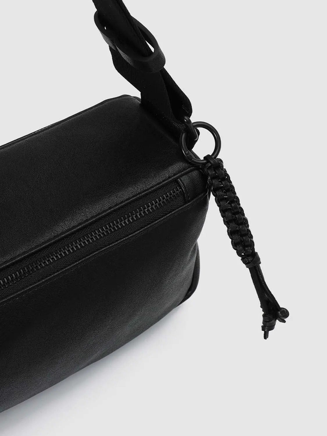 Minimalist Textile Lined Faux Leather Crossbody Bag