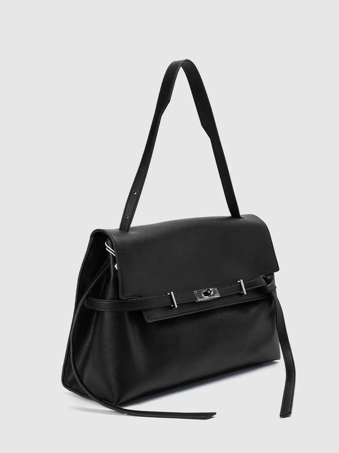 Buckle Flap Top Handle Satchel Shoulder Bag