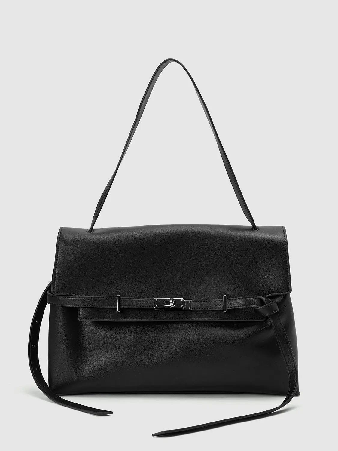 Buckle Flap Top Handle Satchel Shoulder Bag