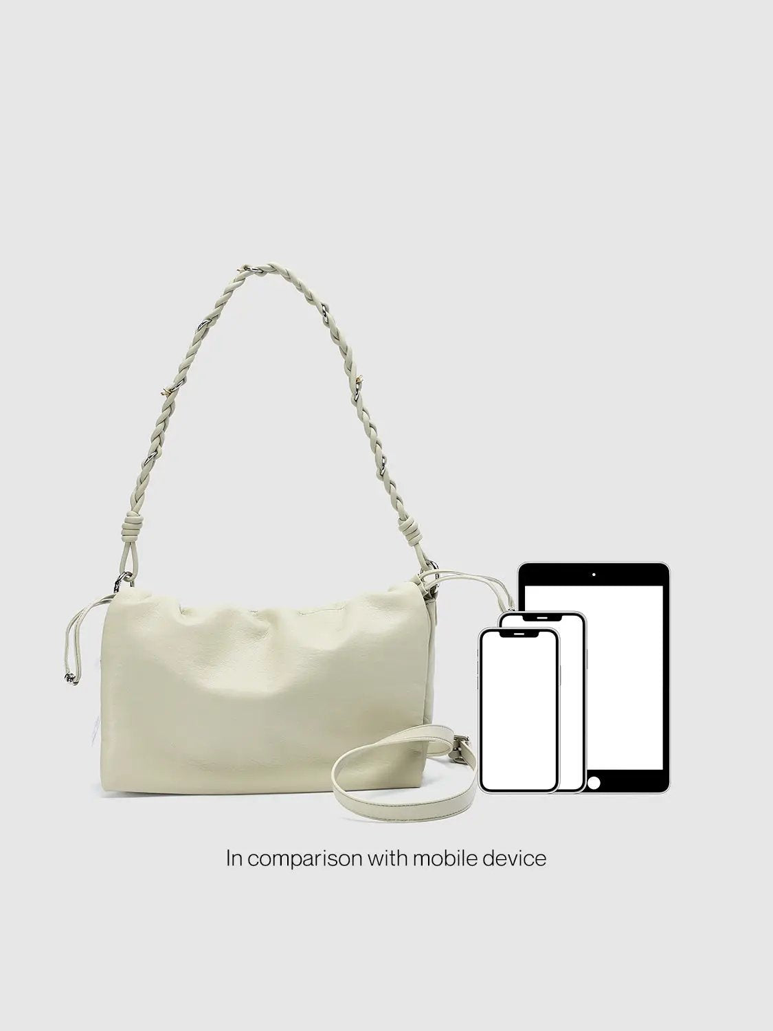 Gathered Braided Strap Textured Shell Shoulder Bag