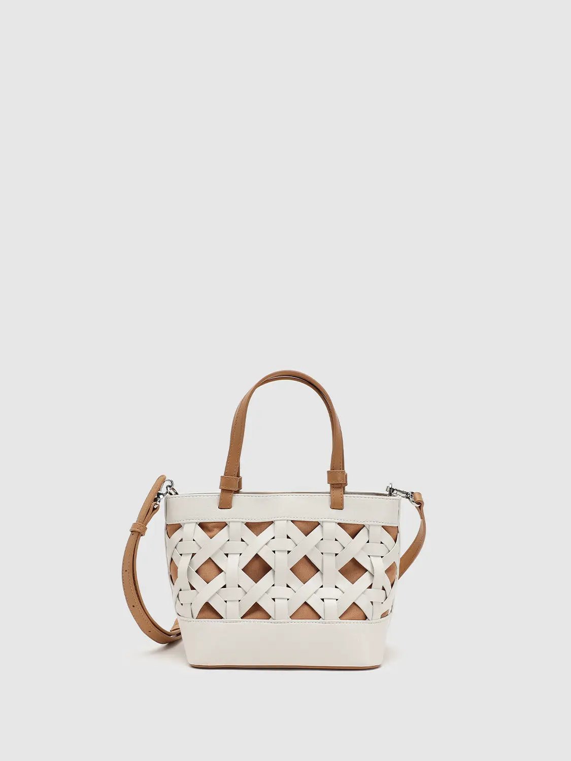 Lattice Texture With Dual Handles Shoulder Bag