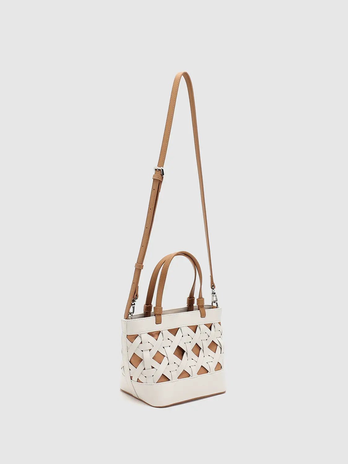 Lattice Texture With Dual Handles Shoulder Bag