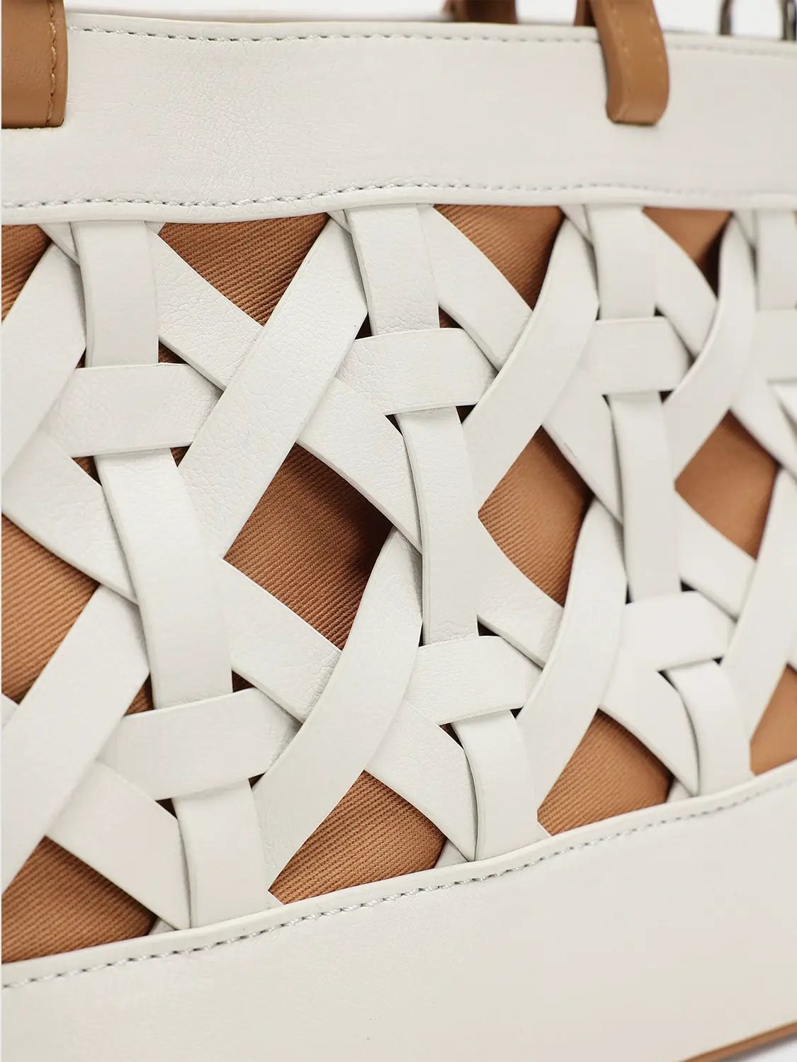 Lattice Texture With Dual Handles Shoulder Bag