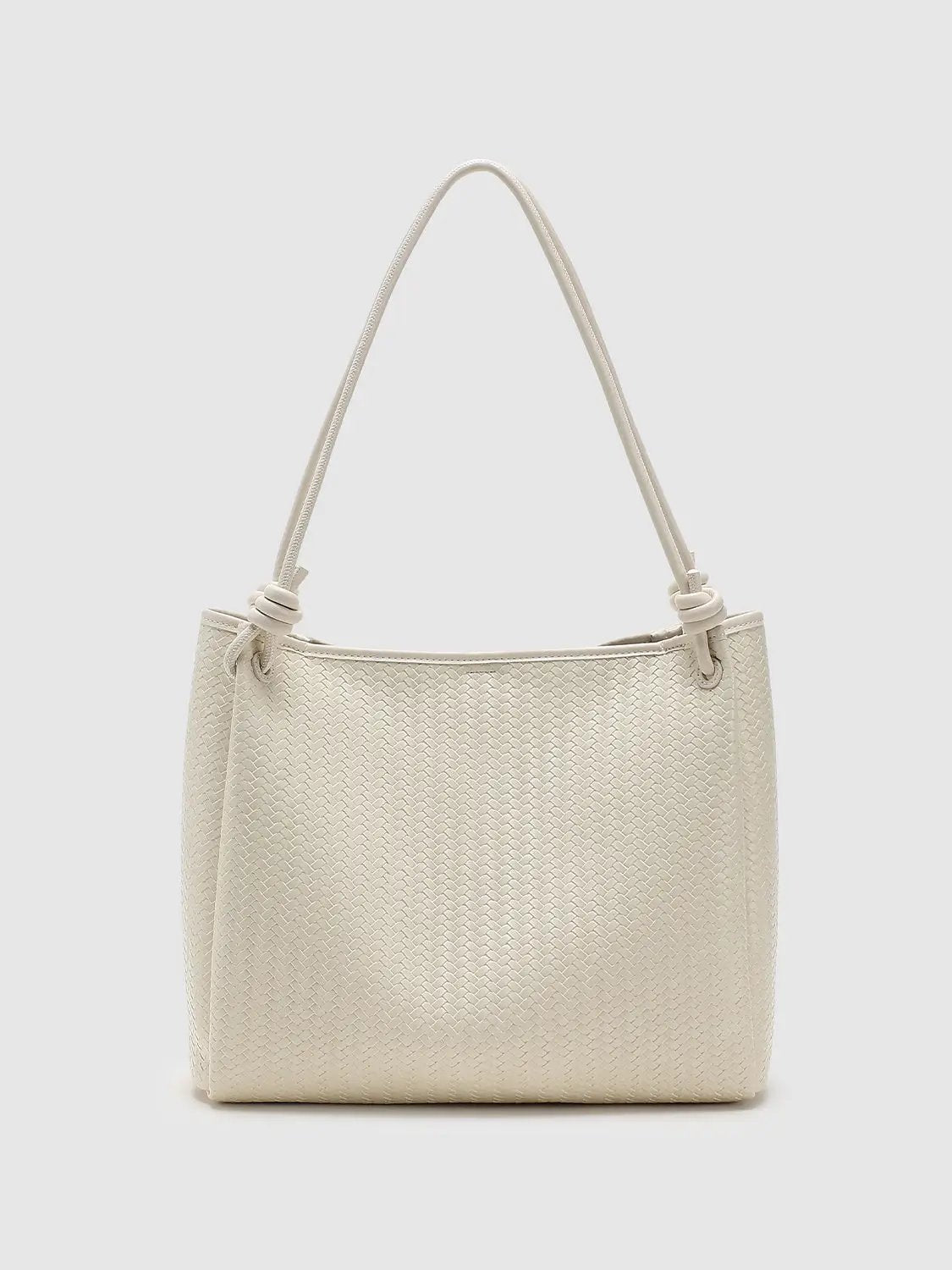 Vertical Weave Oversize Faux Leather Shoulder Tote Bag