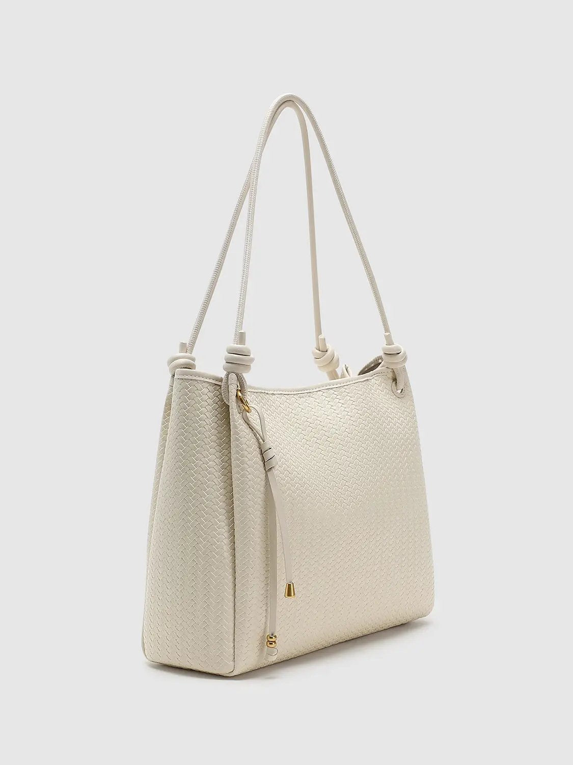 Vertical Weave Oversize Faux Leather Shoulder Tote Bag
