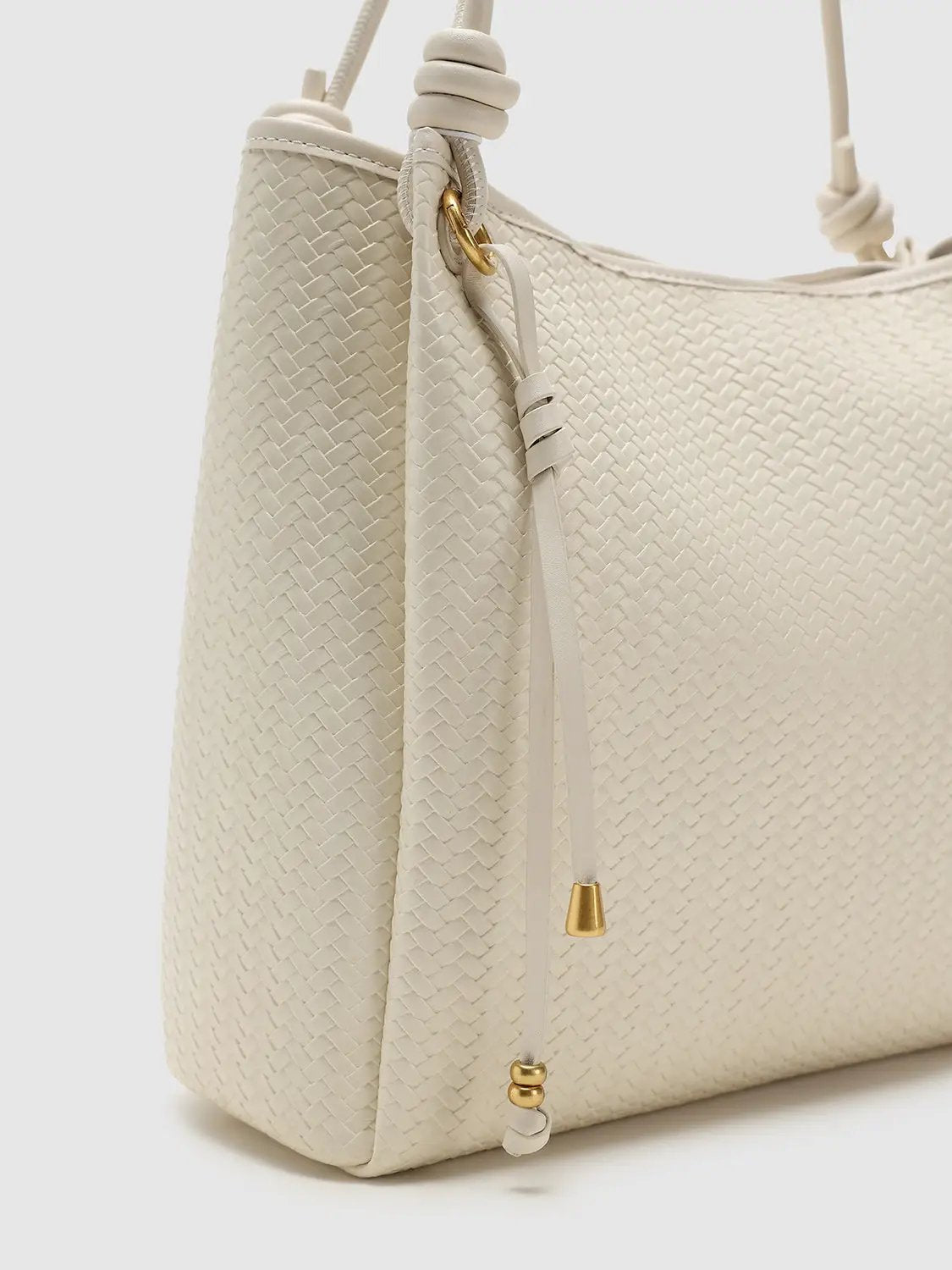 Vertical Weave Oversize Faux Leather Shoulder Tote Bag