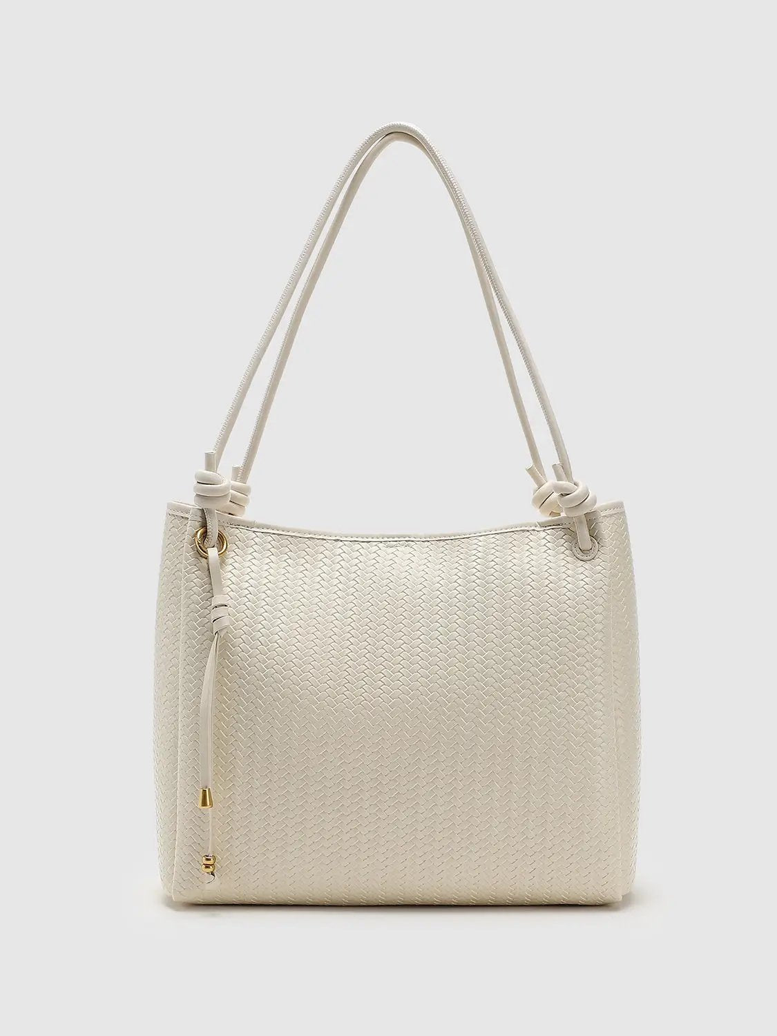 Vertical Weave Oversize Faux Leather Shoulder Tote Bag