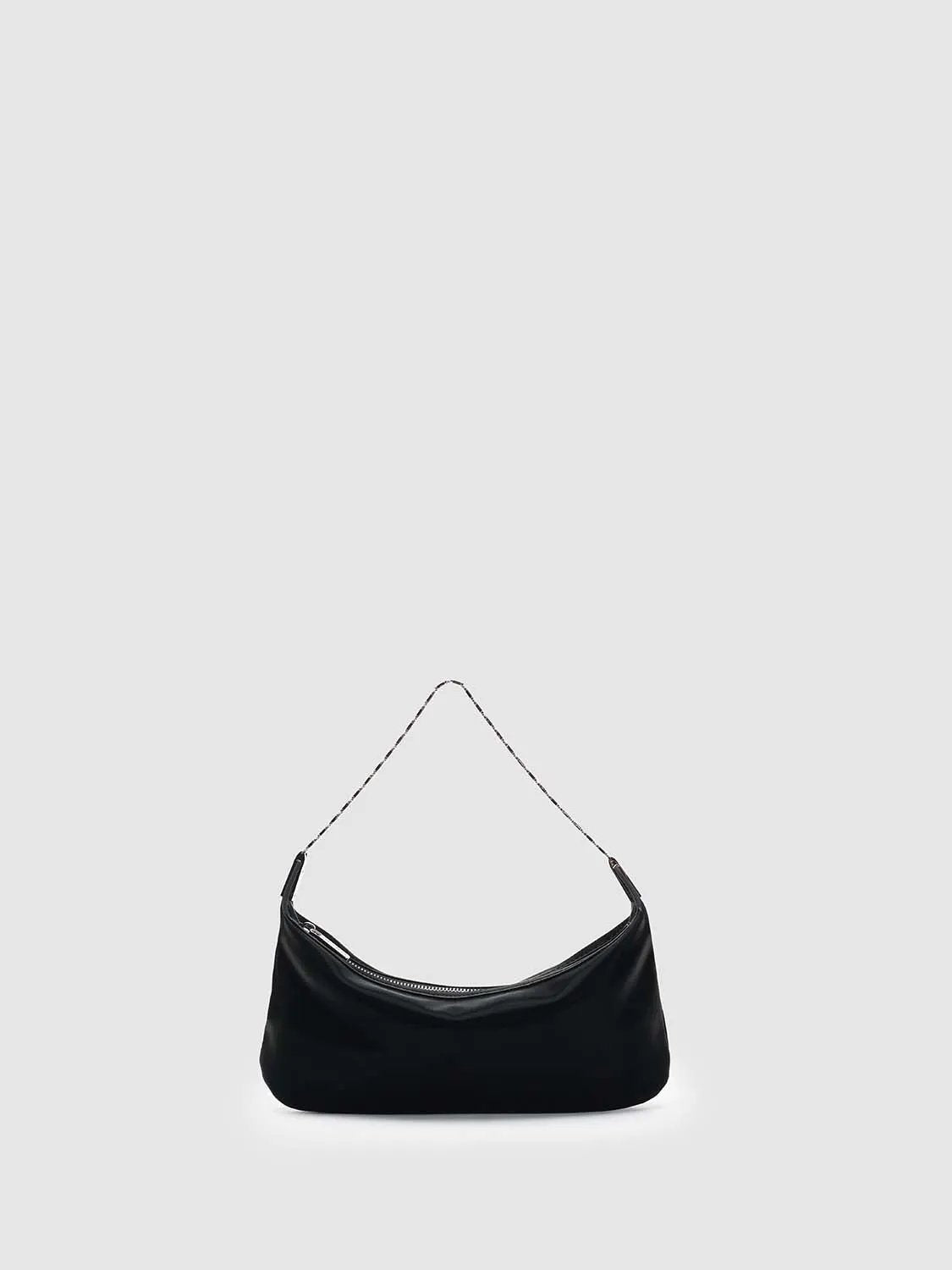 Crescent Minimalist Black Chain Link Shoulder Bag