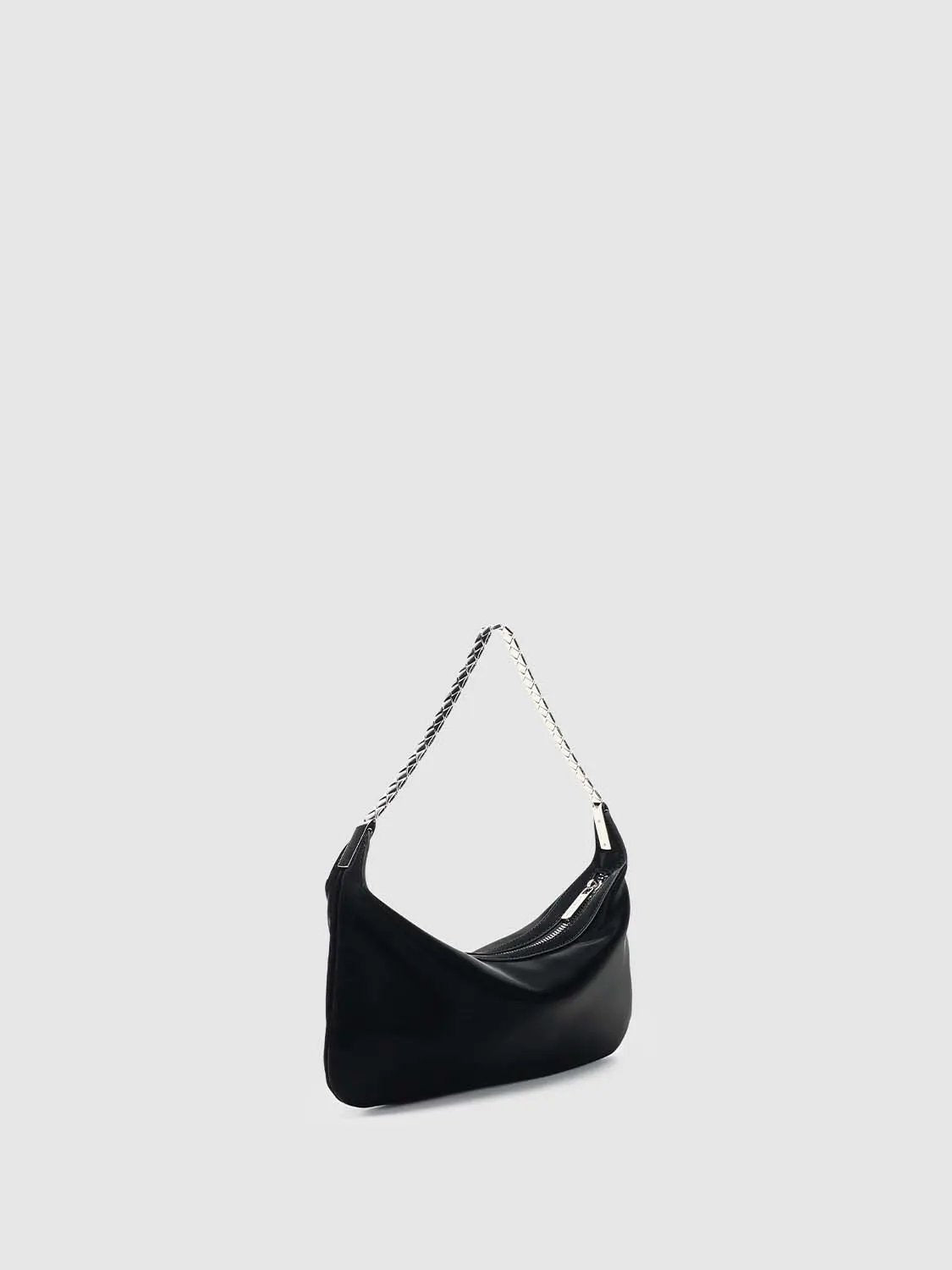 Crescent Minimalist Black Chain Link Shoulder Bag