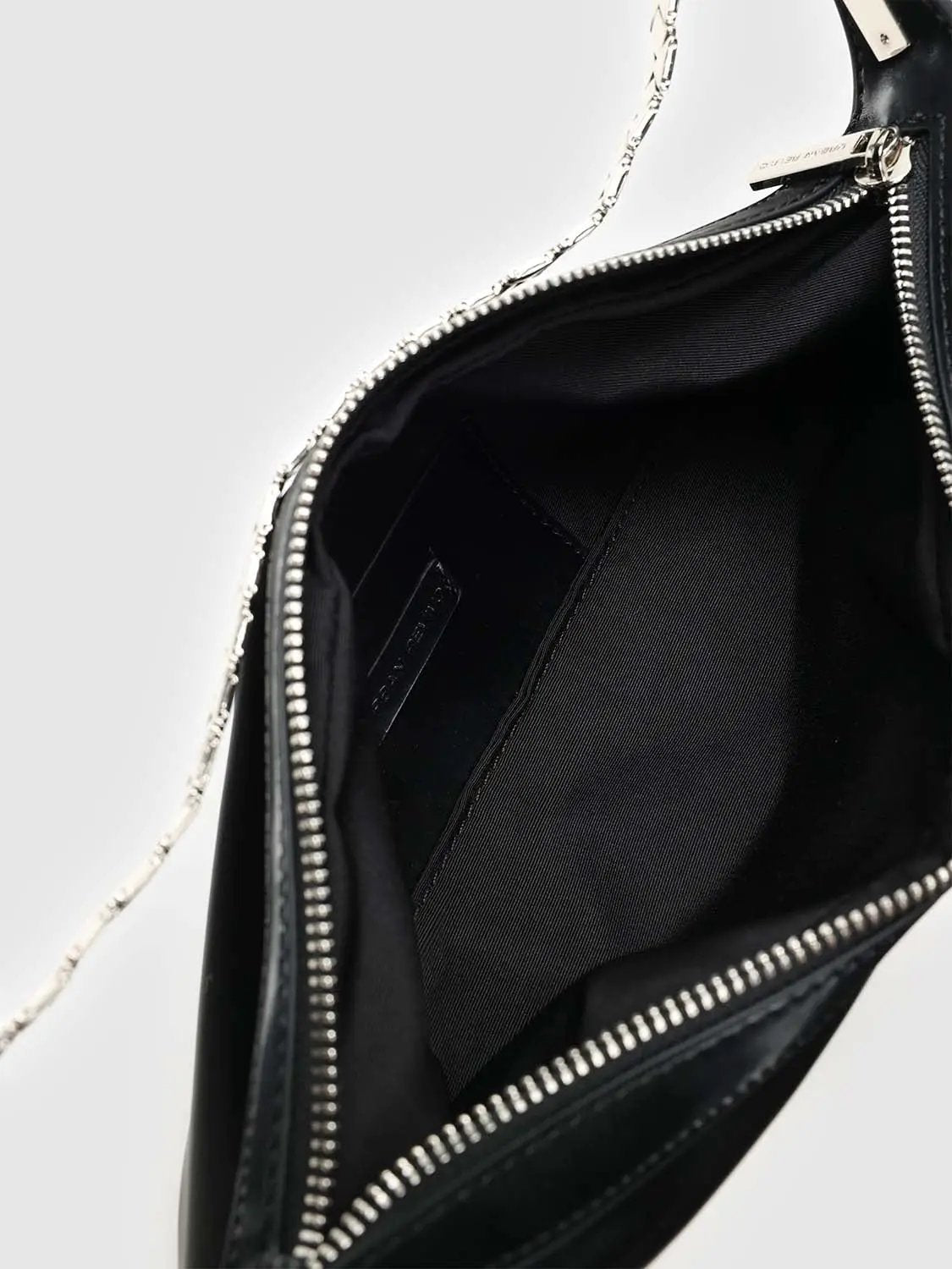 Crescent Minimalist Black Chain Link Shoulder Bag