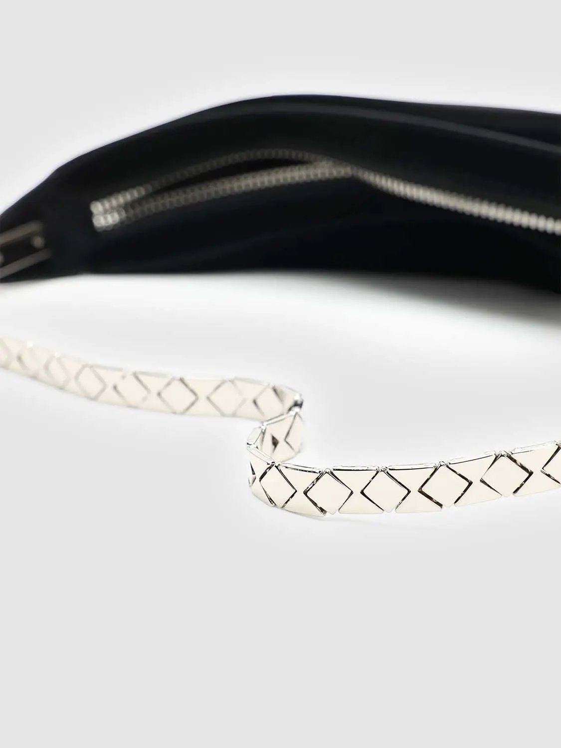 Crescent Minimalist Black Chain Link Shoulder Bag