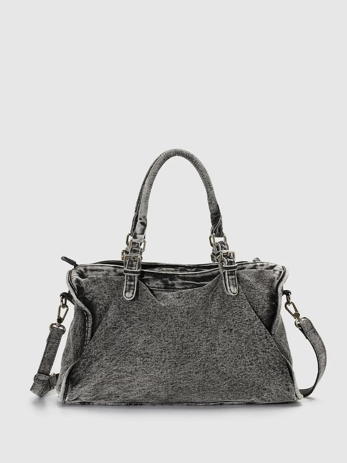 Distressed Denim Metal Detail Drawstring Casual Shoulder Bag
