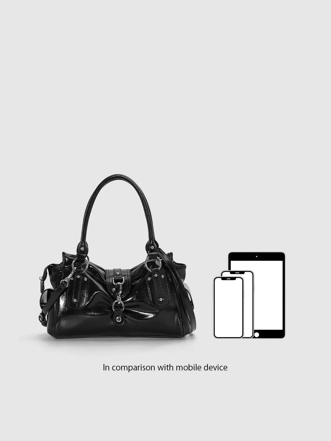Gleaming Patent Finish Black Shoulder Bag