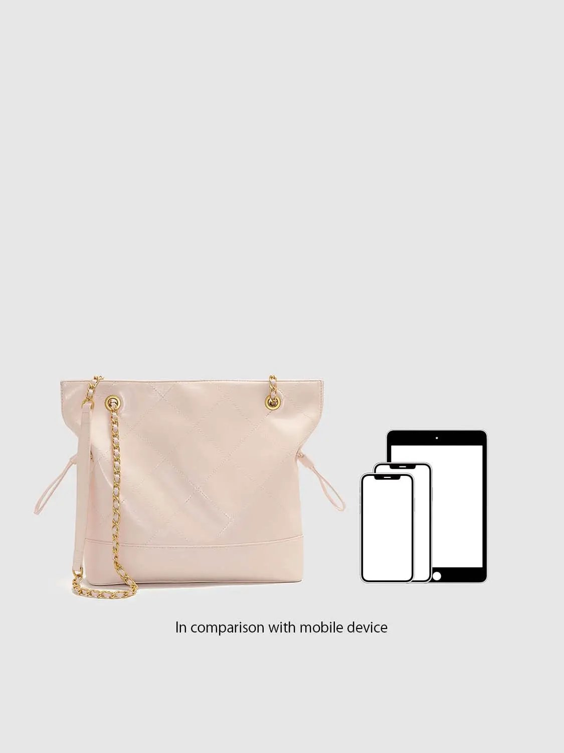 Faux Leather Quilted Chain Detail Shoulder Bag