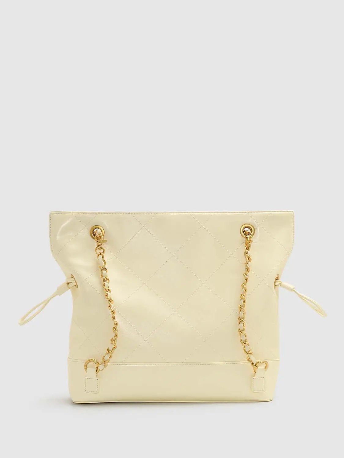Faux Leather Quilted Chain Detail Shoulder Bag