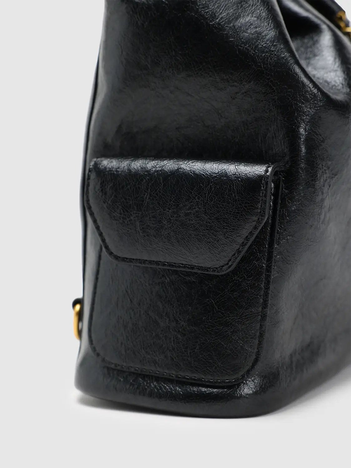 Drawstring Gold Chain Soft Leather Multiway Shoulder Bag