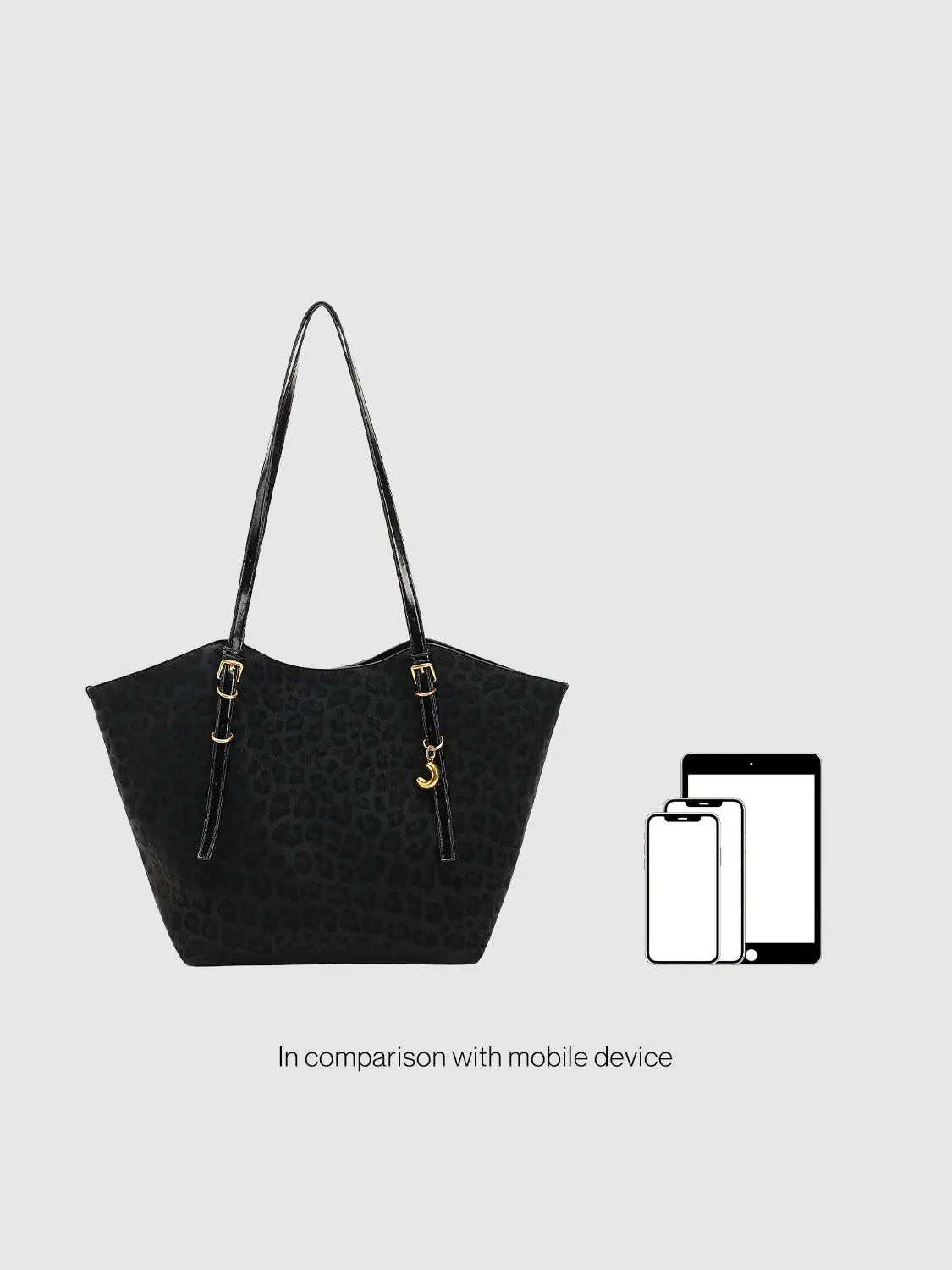 Leopard Print Pu Leather Bag Charm Detailing Shoulder Bag