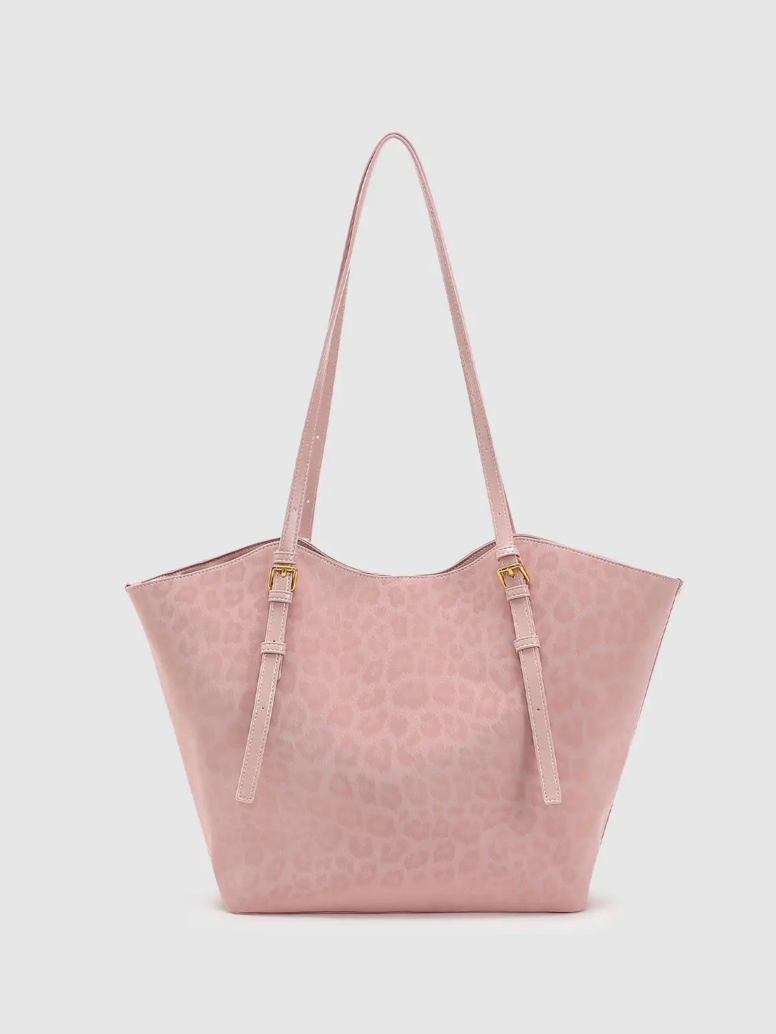 Leopard Print Pu Leather Bag Charm Detailing Shoulder Bag