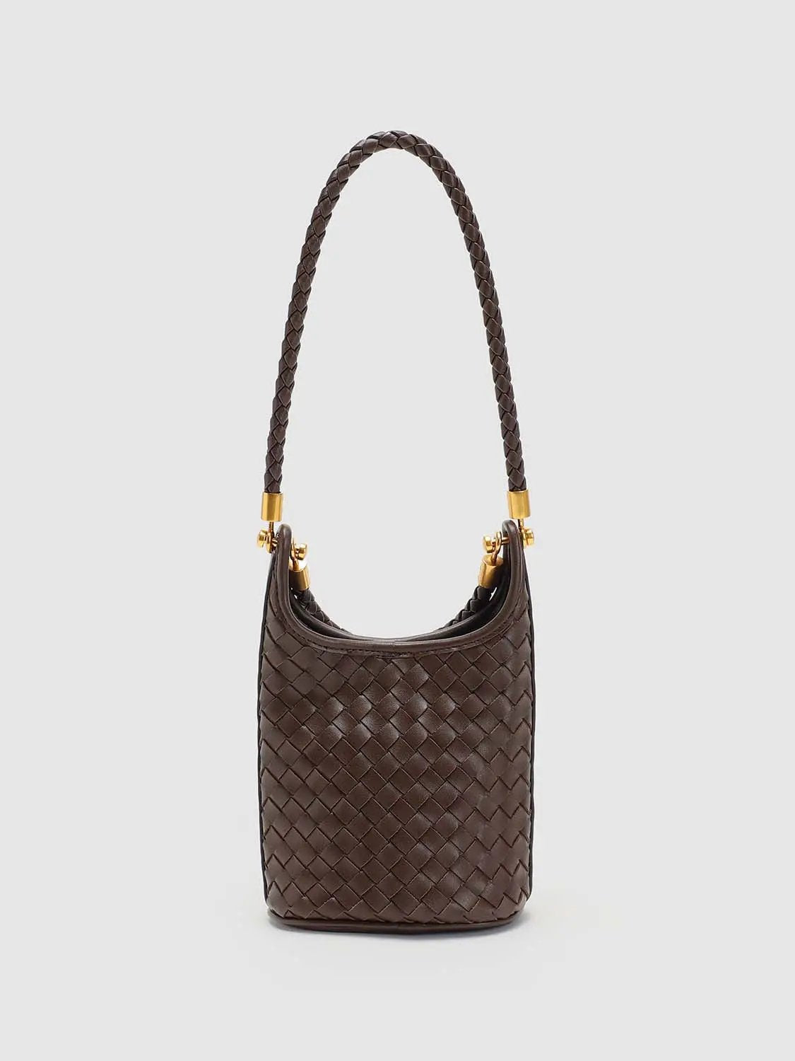 Basket Weave Leather Braided Strap Casual Shoulder Handbag