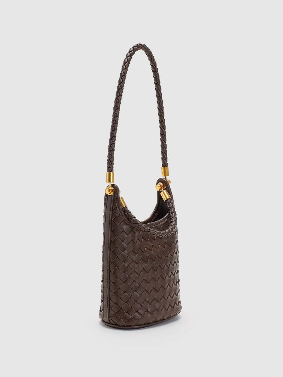 Basket Weave Leather Braided Strap Casual Shoulder Handbag