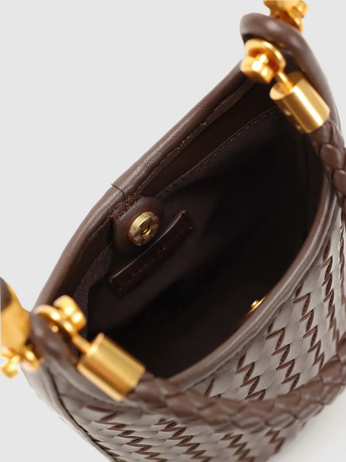 Basket Weave Leather Braided Strap Casual Shoulder Handbag