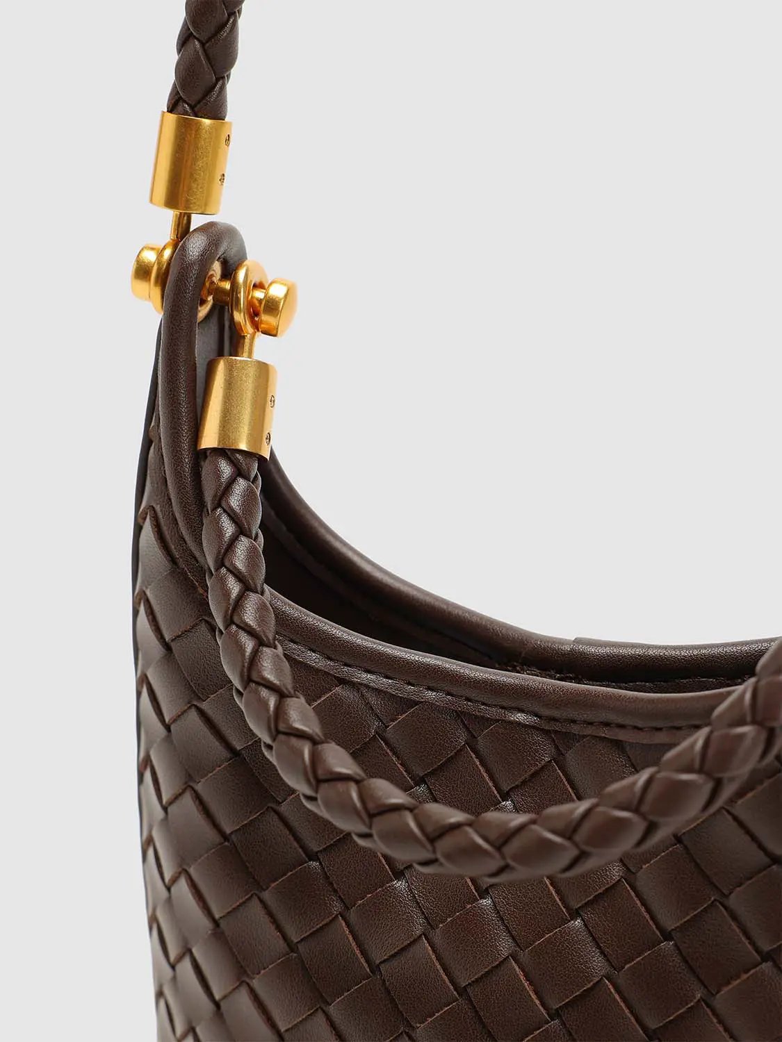 Basket Weave Leather Braided Strap Casual Shoulder Handbag