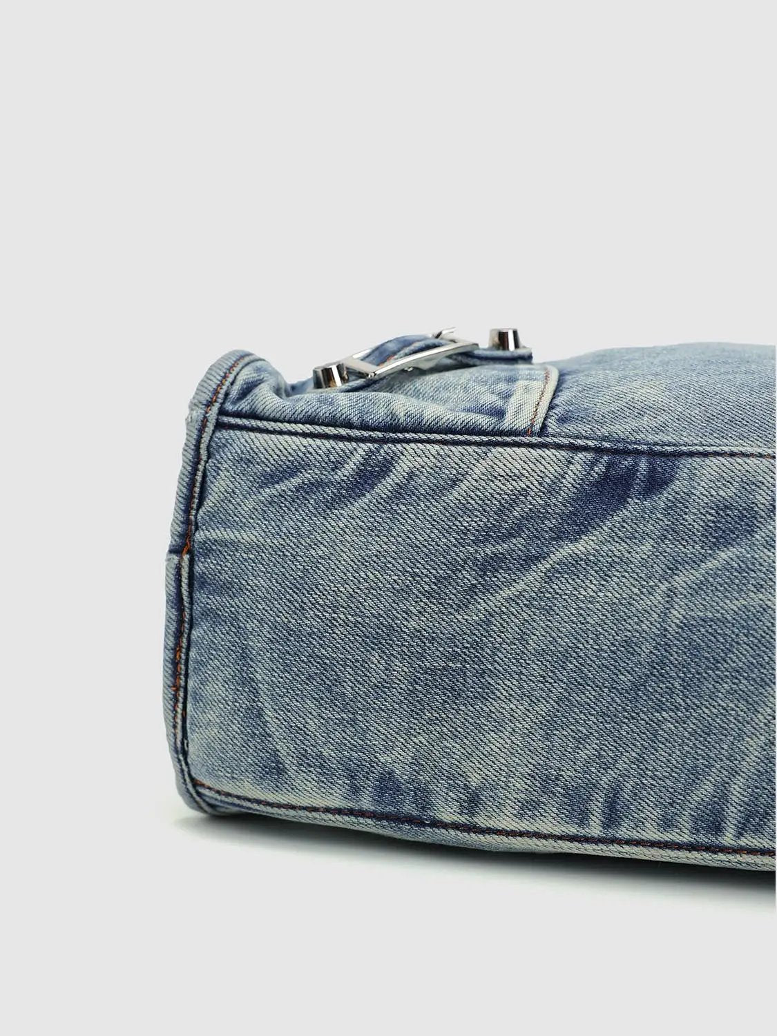 Frayed Edge Washed Tote Front Pocket Denim Bag